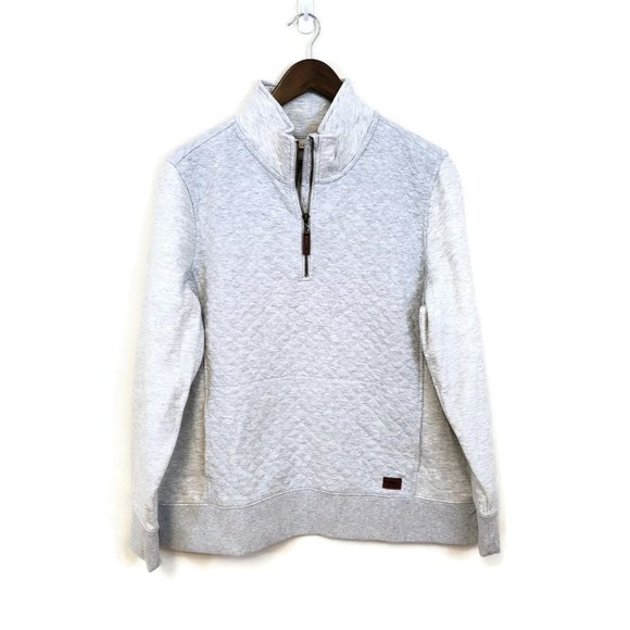 L.L. Bean Tops - LL Bean Womens Light Gray Heather Quilted Pullover Sweatshirt Size XL Petite